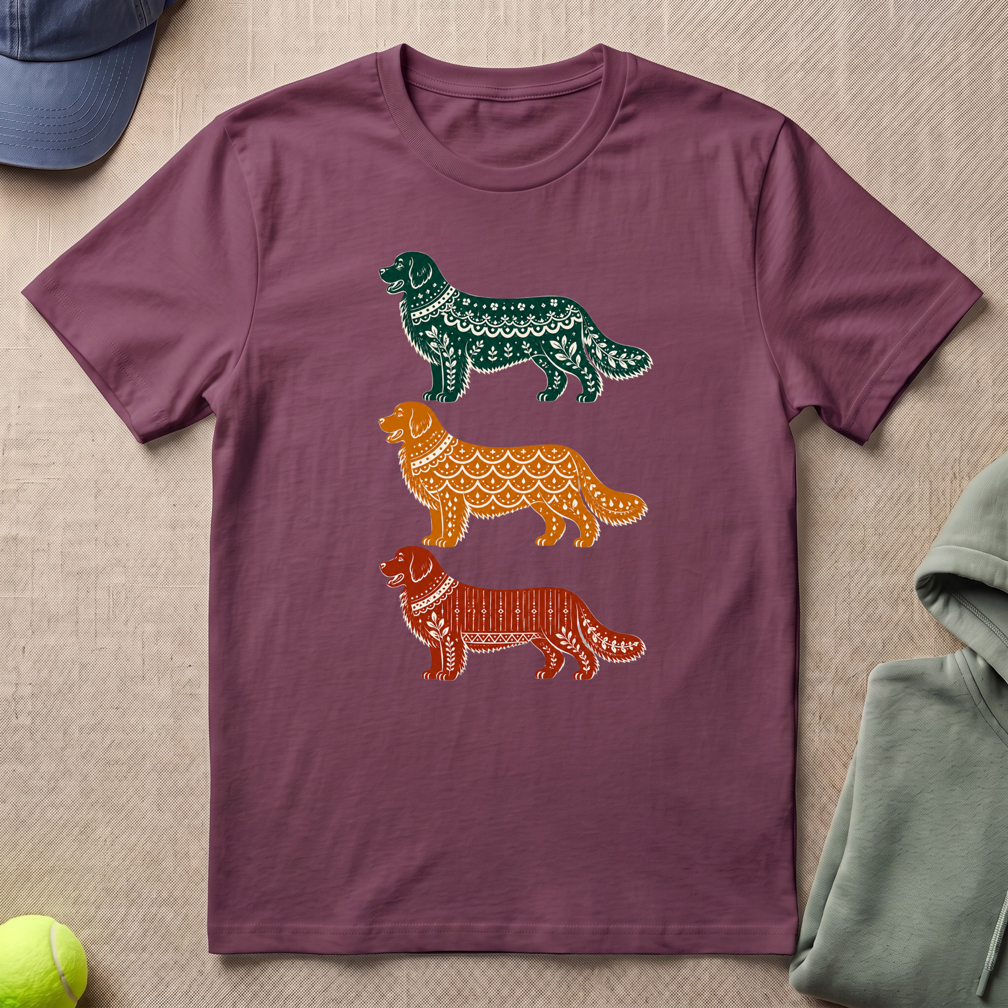 Golden Retriever In Color T-Shirt