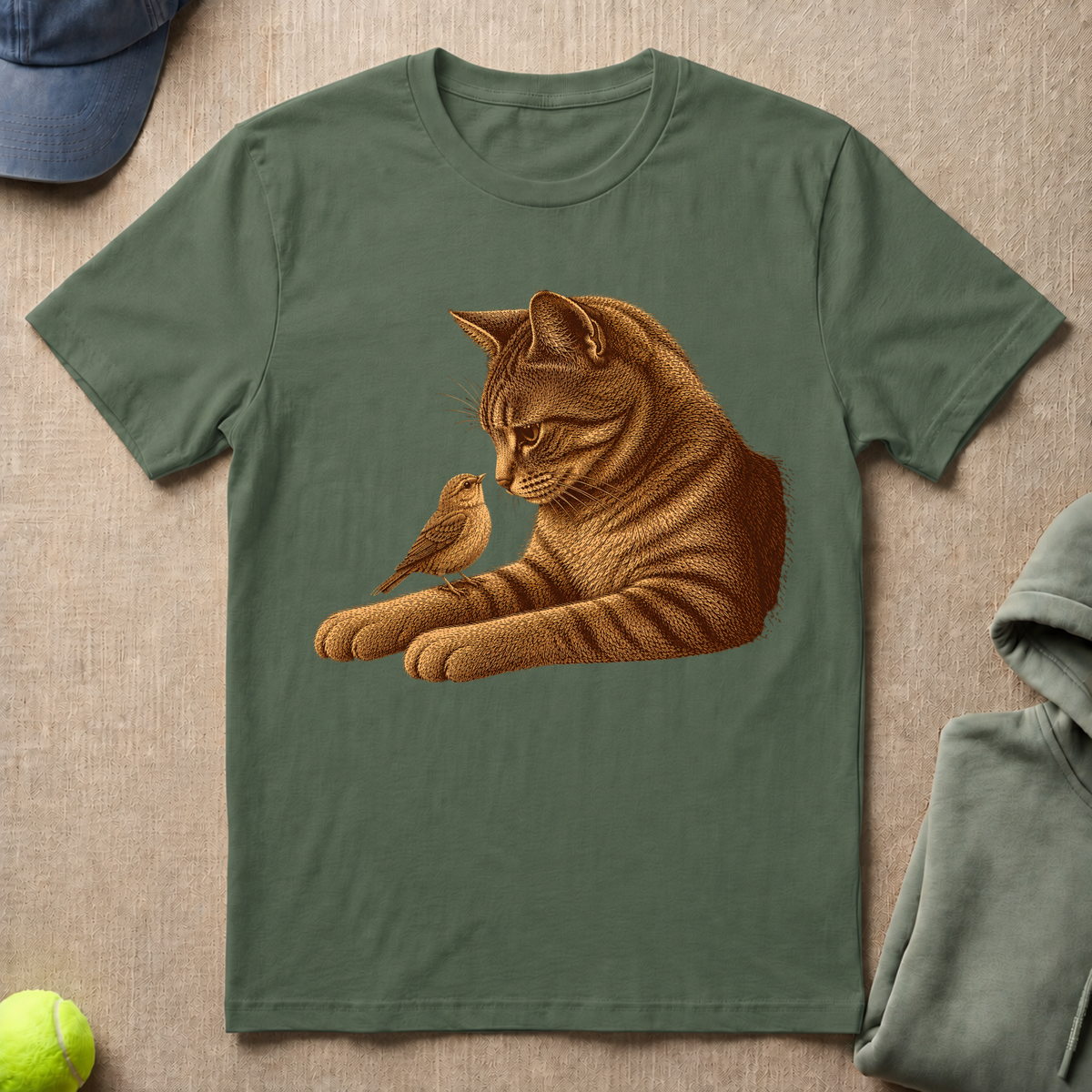 Cat & Bird T-Shirt