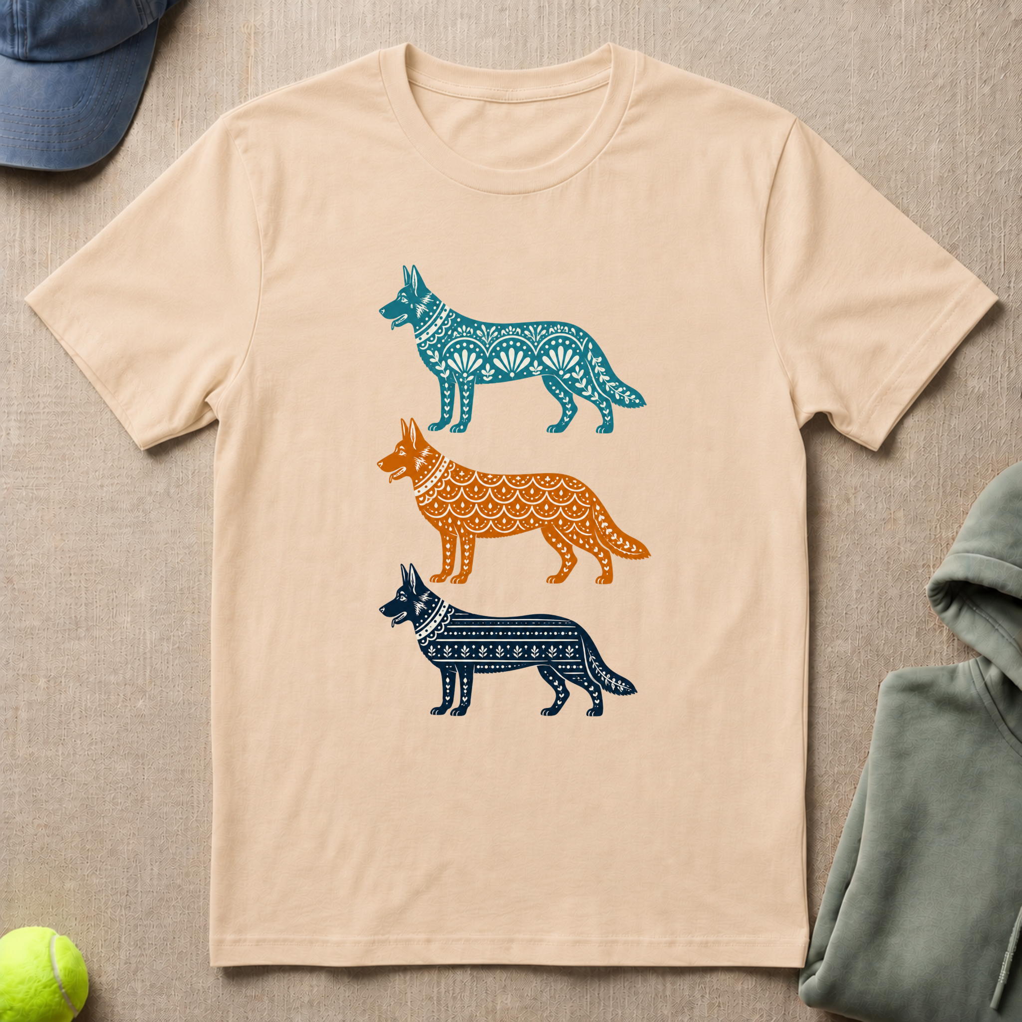 German Shepherd In Color T-Shirt