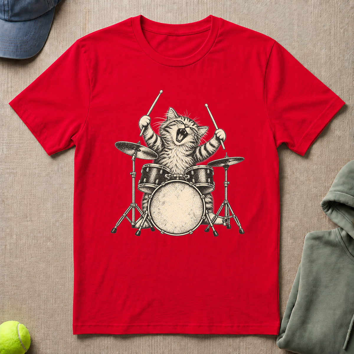 Cat Drummer T-Shirt