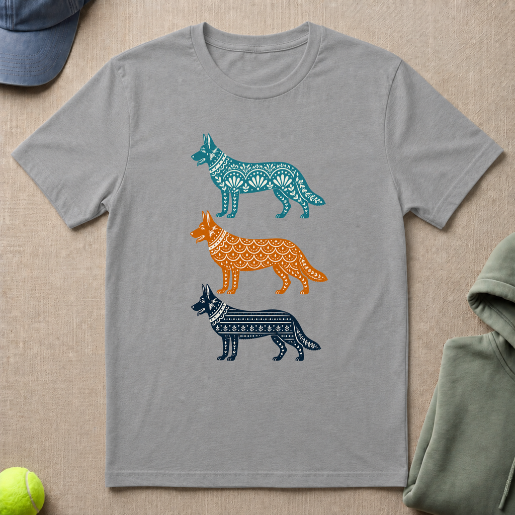 German Shepherd In Color T-Shirt