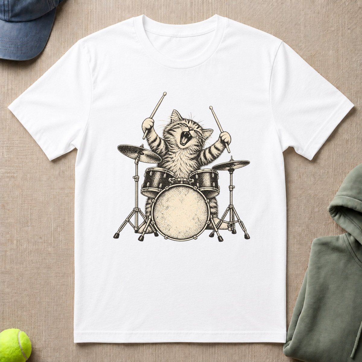 Cat Drummer T-Shirt