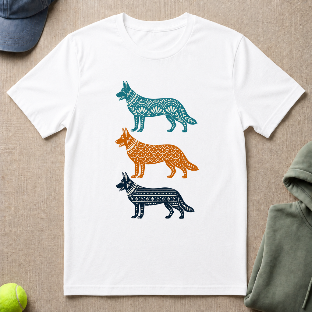 German Shepherd In Color T-Shirt