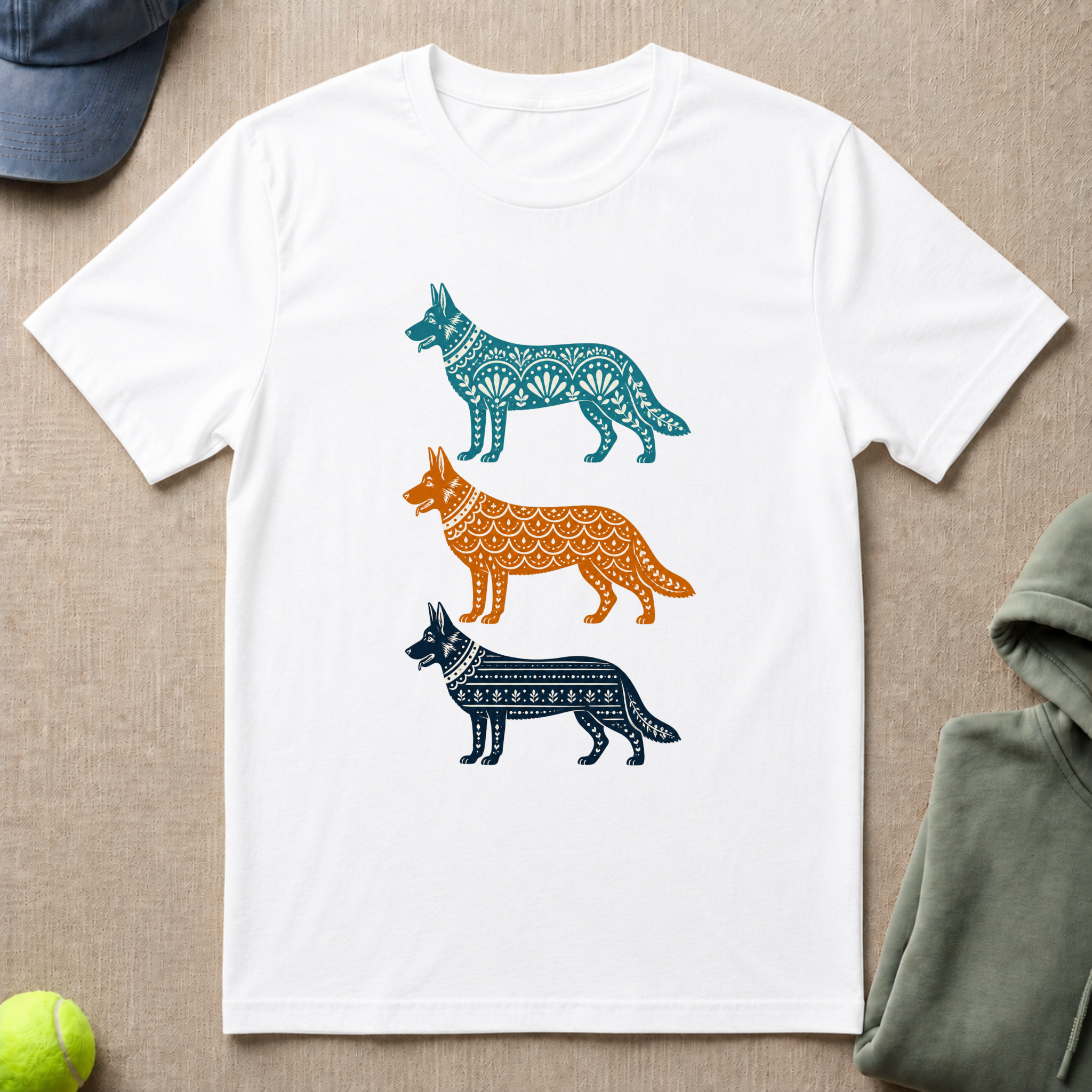 German Shepherd In Color T-Shirt